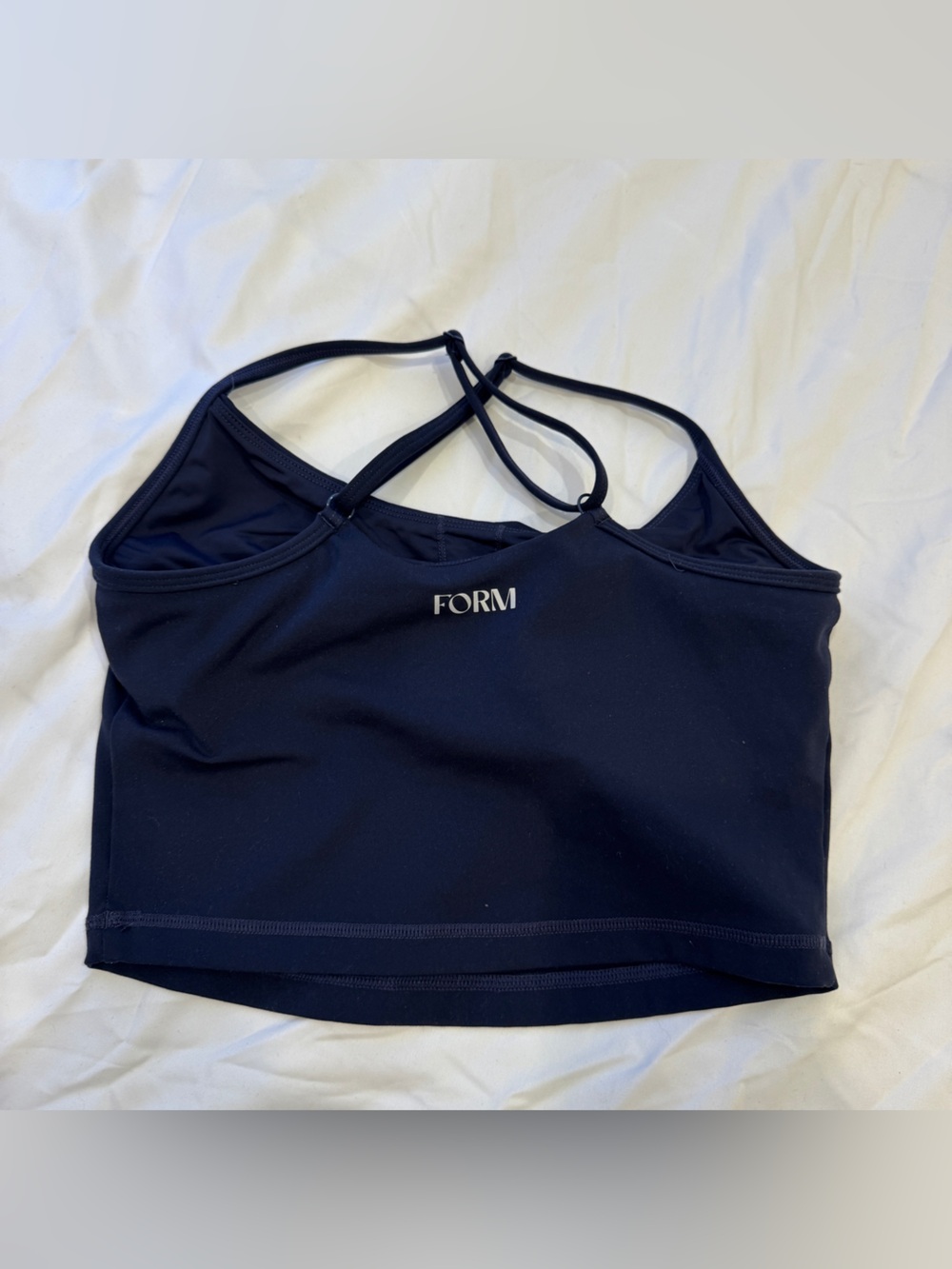 FORM Navy Criss Cross Back Longline Sports Bra Crop Top Small Pilates Yoga